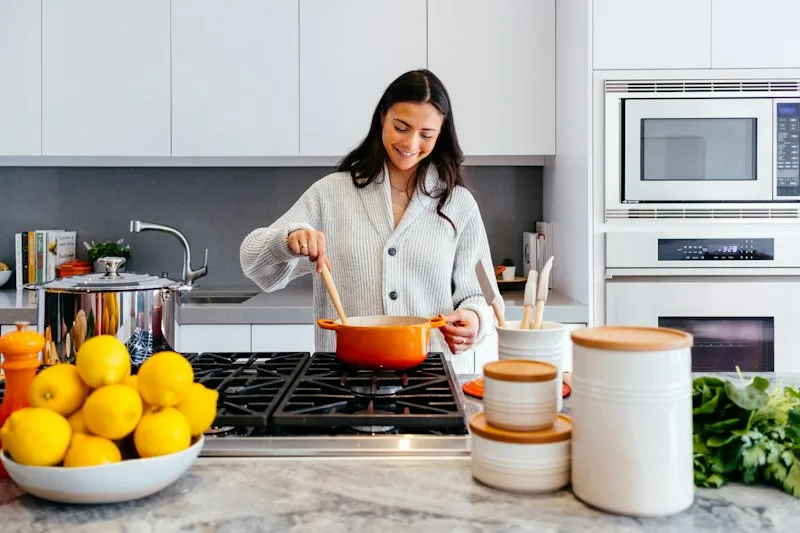 Kitchen appliance setup with modern stove and oven